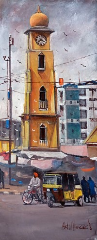 Abdul Hameed, 12 x 30 inch, Acrylic on Canvas, Cityscape Painting, AC-ADHD-203